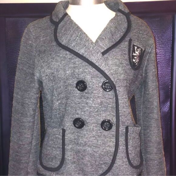 JJ Basics (Kohl’s) VTG Y2K Military Academia Cropped Blazer Jacket Junior’s M - Picture 10 of 16